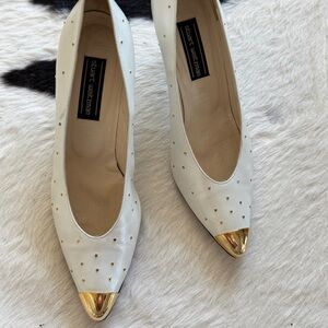 Stuart Weitzman Cream Flats with Gold Tips